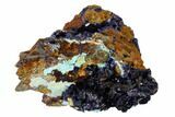 Sparkling Azurite Crystals on Chrysocolla - Laos #162601-1